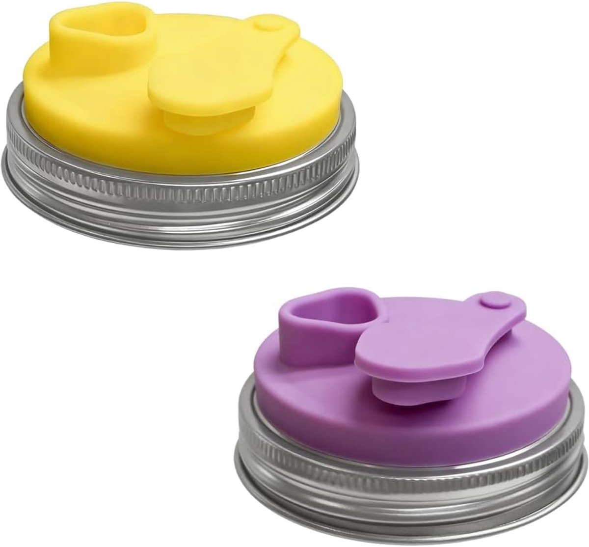 Mason Jar Deksel 2 Pack - Lekvrije RVS Drinkdeksels - Silicone Tuit - Comfortabel en duurzaam - ShopVlot