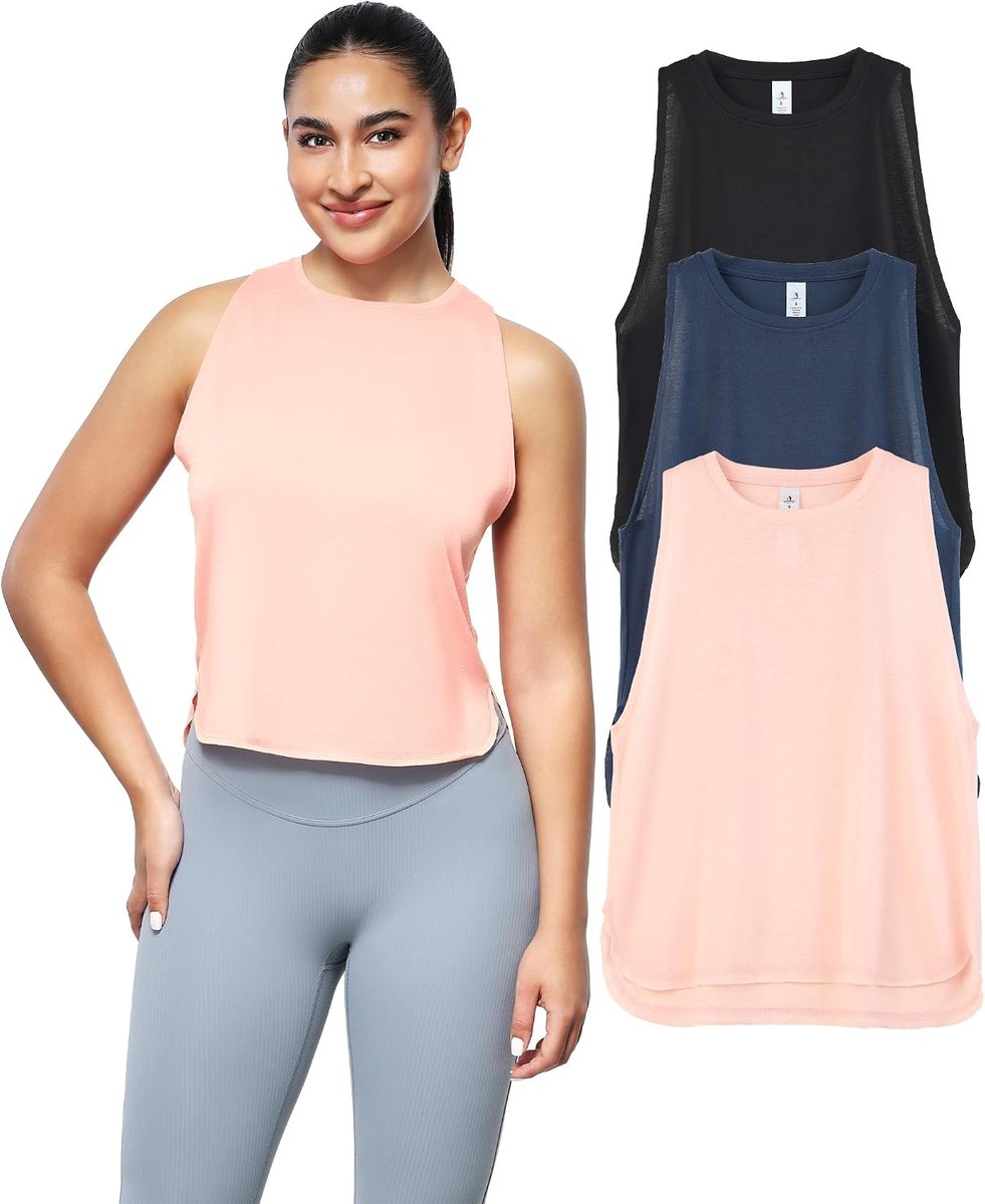 Workout tanktops voor vrouwen - bijgesneden - 3-pack - ademend materiaal - ideaal voor fitness - ShopVlot