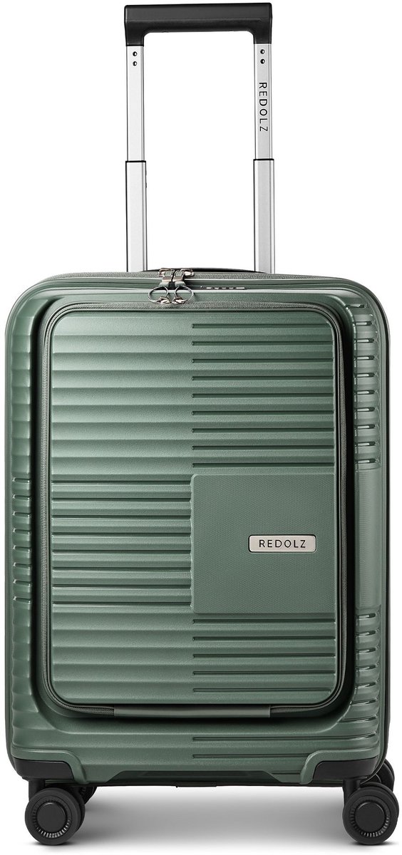 REDOLZ trolley met laptopvak Essentials 17 2.0 Trolley ( Exp. With Front Pocket ) Grey Green groengrijs 55cm