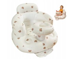 Opblaasbaar Babyzitje - Baby Stoeltje met Berenprint - Omringende Ondersteuning - Hoge Gebogen Rugleuning - Ingebouwde Luchtpomp - Opvouwbaar PVC Ontwerp - Voor Baby’s van 3-36 Maanden, Binnen en Buiten