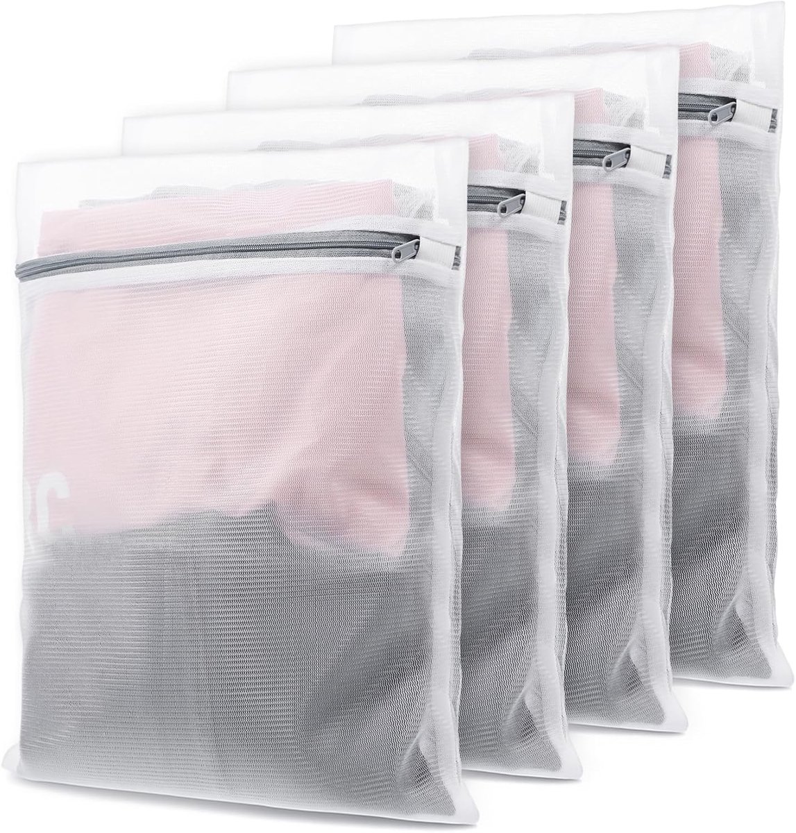 4 Wasmachine Waszakken 30x40 cm - Kuiswaszak Met Rits Voor BH Sokken En Delicate Kleding - Beschermnet Voor Schoenen En Shirts - Reiswaszak Voor Fijne Was