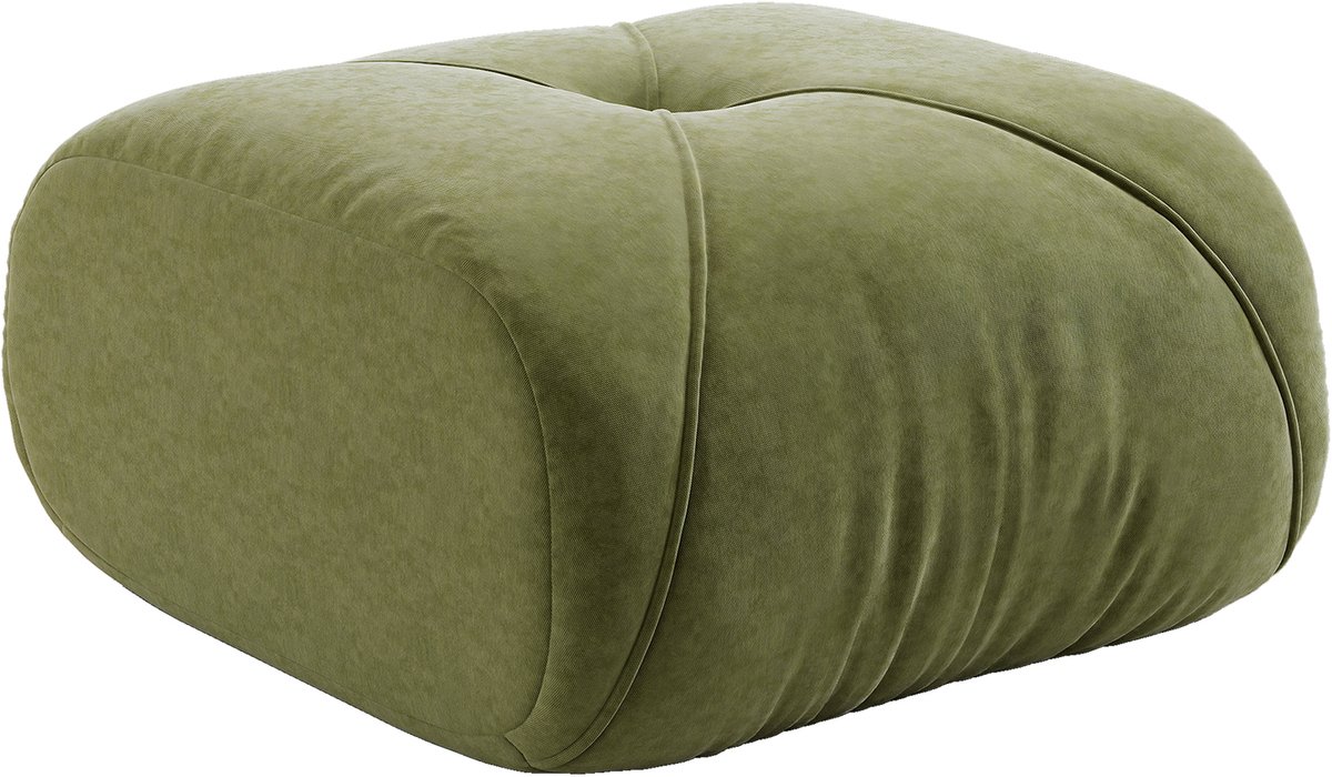 MUVANO Hocker - Groene voetenbank voor woonkamer - Ergonomische poef met 32D schuim-Zacht zitelement - 78x76x45cm- Ontspannen - Binnen Groen