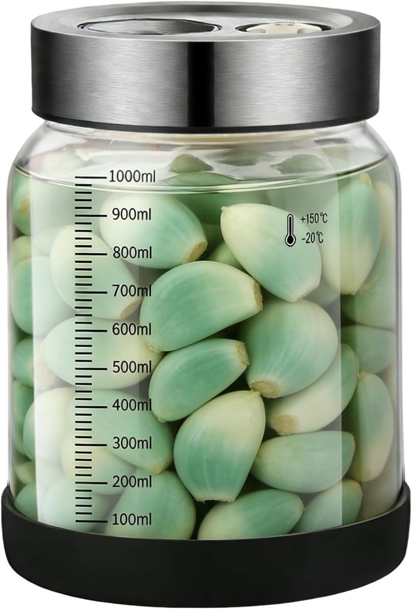 Fermentatiepot - Transparant - 11,5 x 16 cm - Borosilicaatglas met Deksel en Ventiel - Voor Zelfgemaakte Gefermenteerde Levensmiddelen