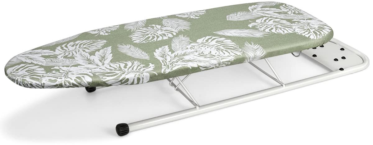 Famanu – Strijkplank voor tafel, compacte strijkplank met strijkijzersteun, hittebestendige hoes van 100% katoen, afmetingen 32x82 cm