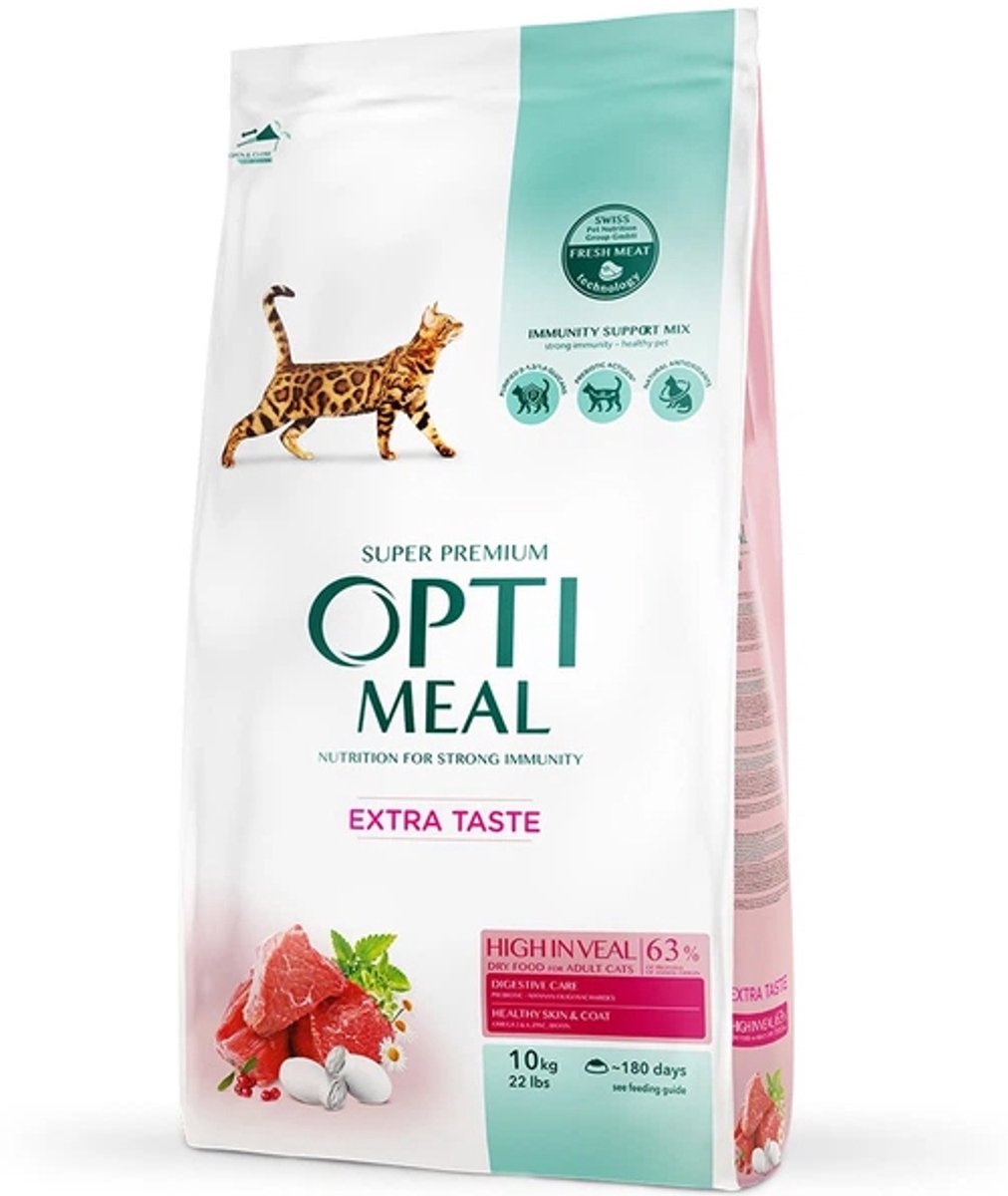 OptiMeal extra smaak met kalfsvlees - volwassen katten 10 kg
