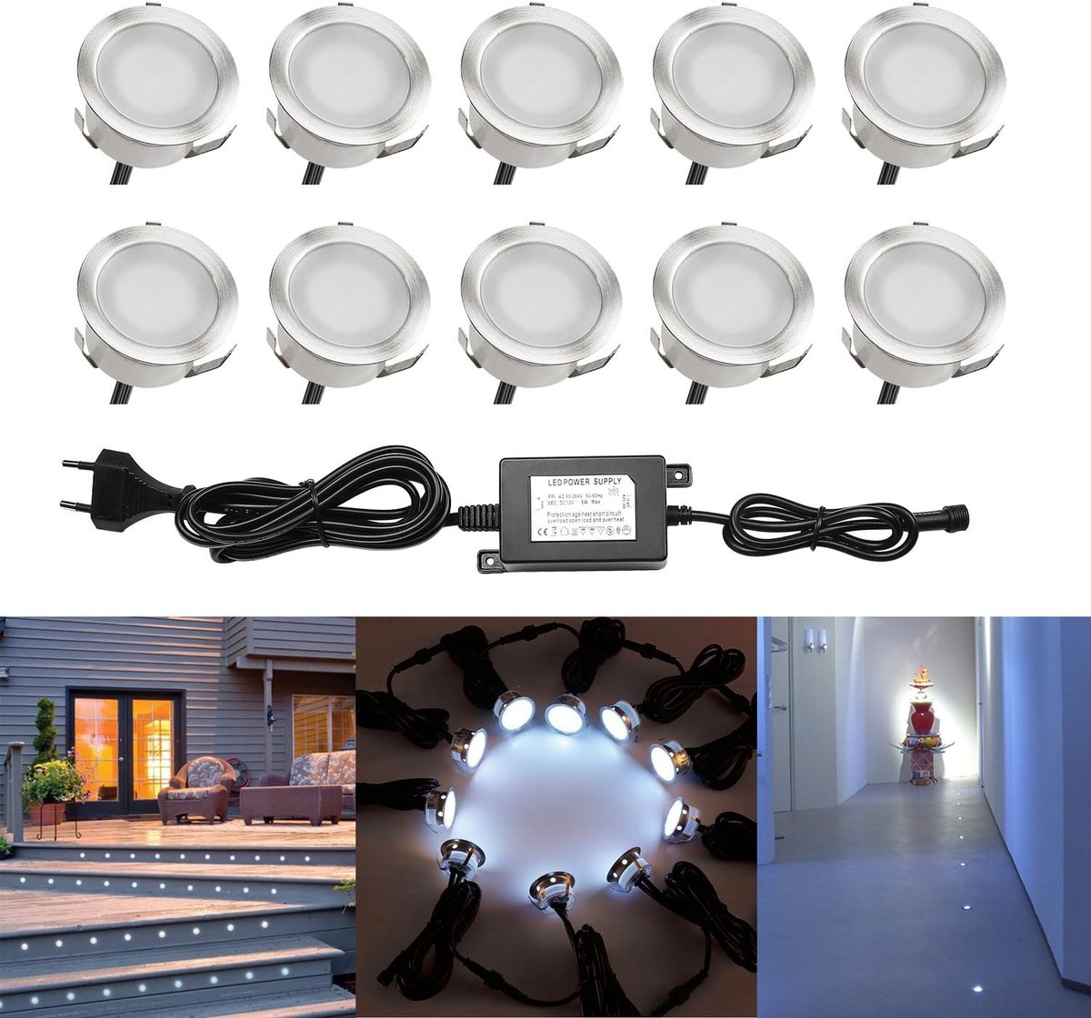 recessed light for patio, stairs for outdoor lighting, stairs, patio, swimming pool, landscape, DC 12 V, waterproof - ShopVlot