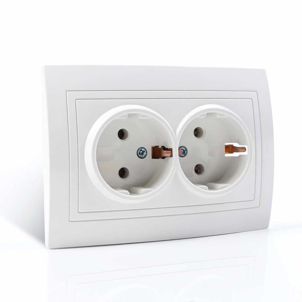 LumiGo Double Socket Plugs, Flush-Mount Socket for Home, Office, 16 A, White - ShopVlot