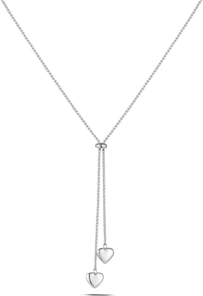 Dameshalsketting dubbel hart - roestvrij staal - 49,5 + 5,5 cm - cadeau-idee voor Moederdag - ShopVlot