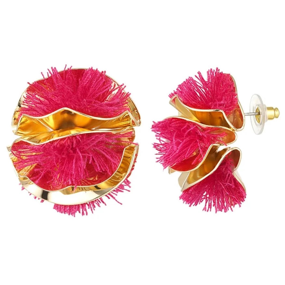 Yehwang Oorbellen Colourful Flower Statement goud rood