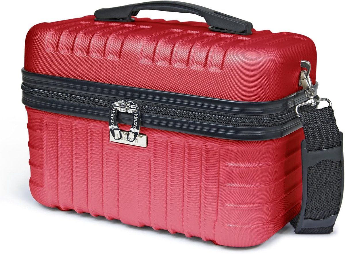 Harde Vanitycase met Schouderriem - Rood - Reis-Toilettas voor Cosmetica - Slijtvast Materiaal - Voor Onderweg