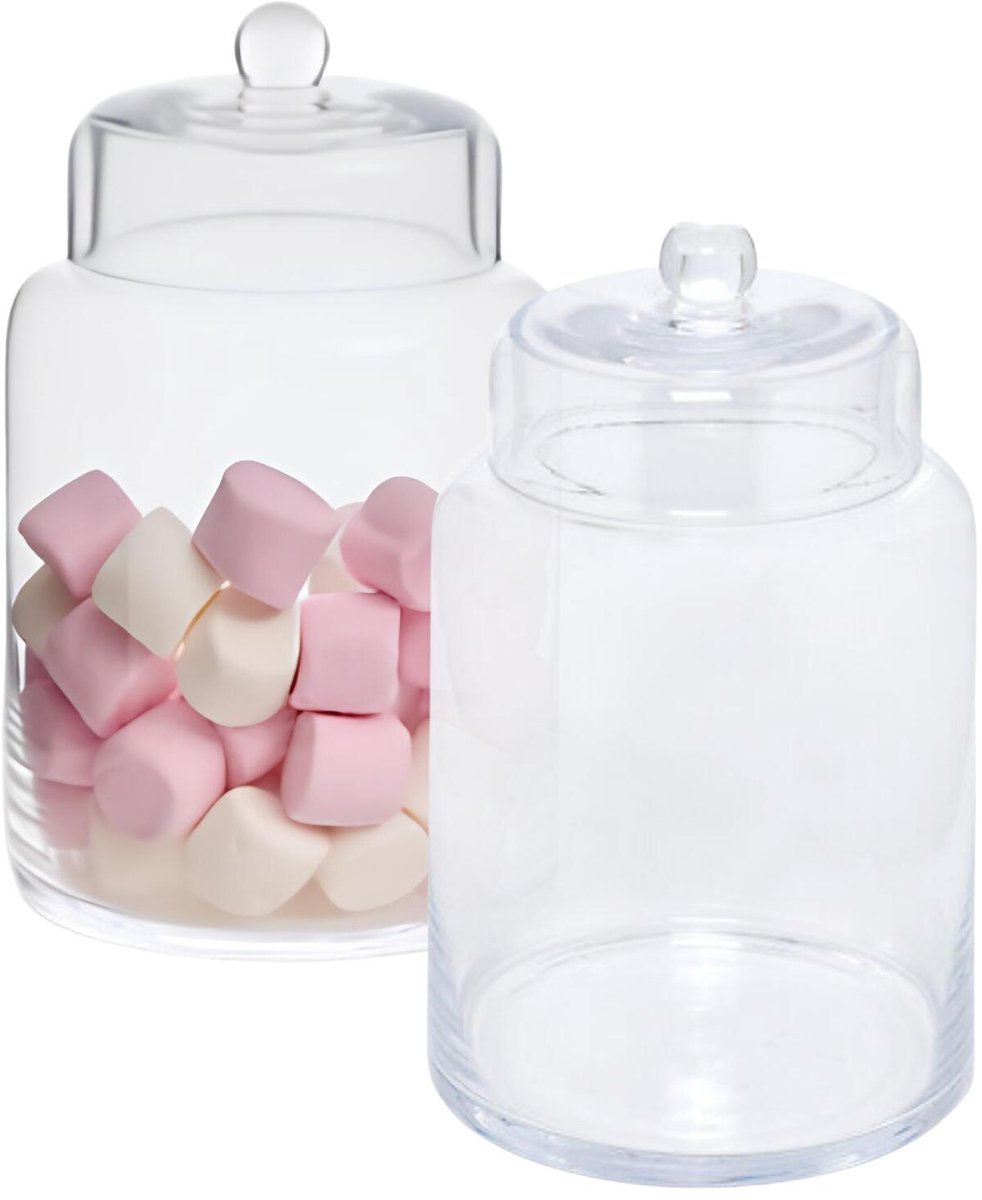 5Five luxe voorraadpot Candymaster - 2x - snoeppot - glas - met deksel - 2.2 liter - voorraadpot - bewaarpot - 14 x 23 cm