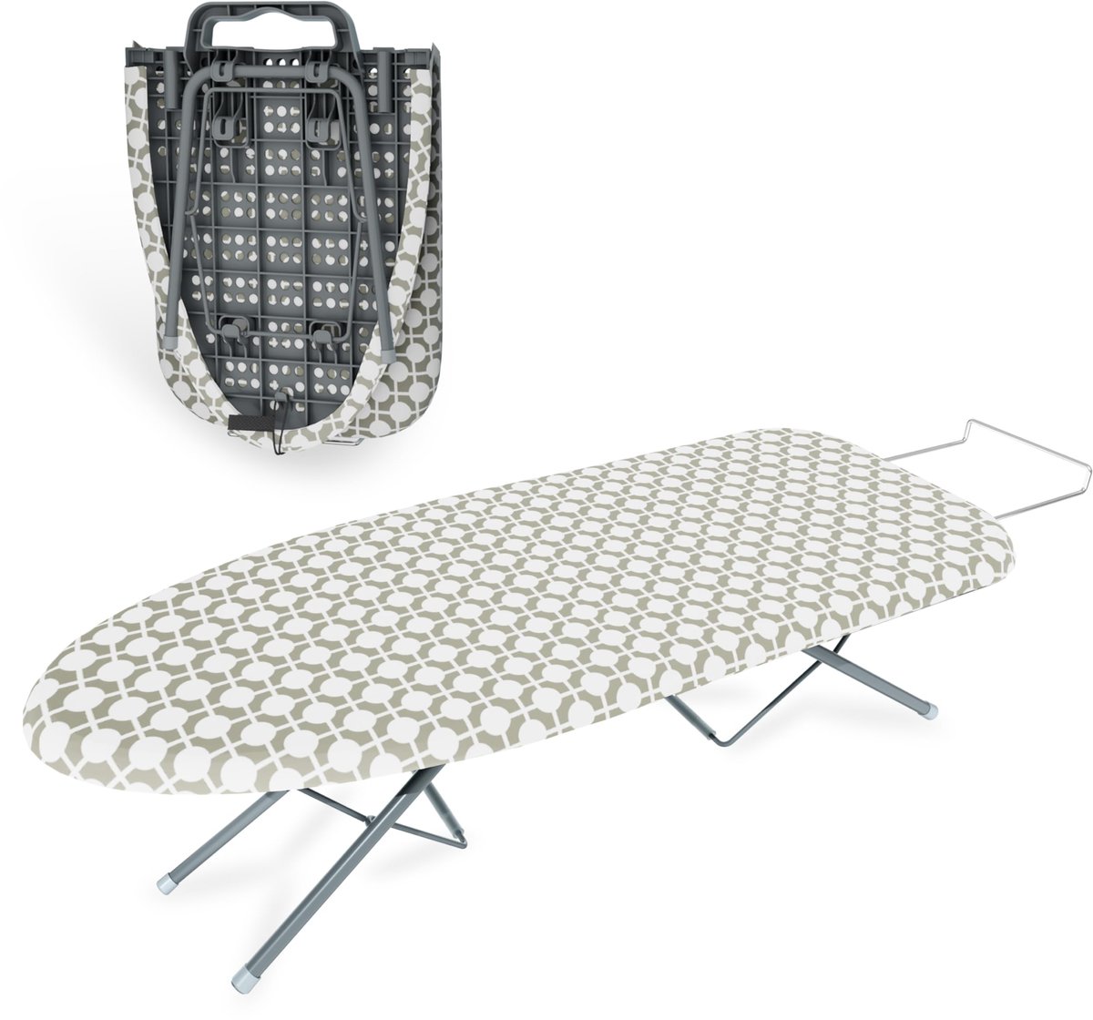 Famanu – Opvouwbare strijkplank, compacte en ruimtebesparende strijkplank met antislip voor eenvoudig opbergen
