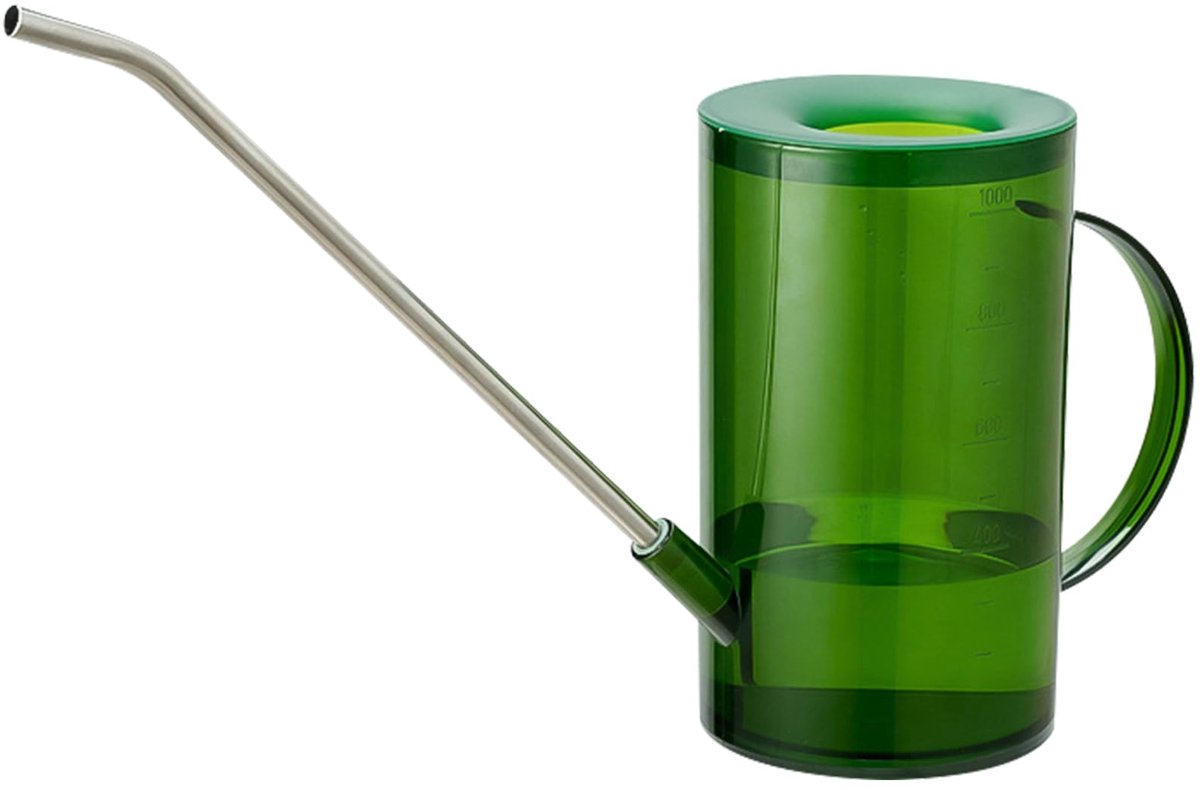 Famanu – Gieter voor kamerplanten met lange tuit, 1 l, ideaal voor bloemen en vetplanten, groen