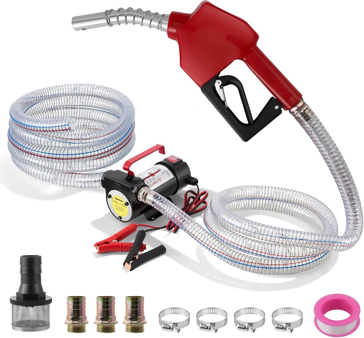 Kidken Electric Diesel Pump 12 V: 40 l/min 200W Portable Fuel Pump Set with Tank Pipe, Filter and Hoses, Self-Priming - ShopVlot