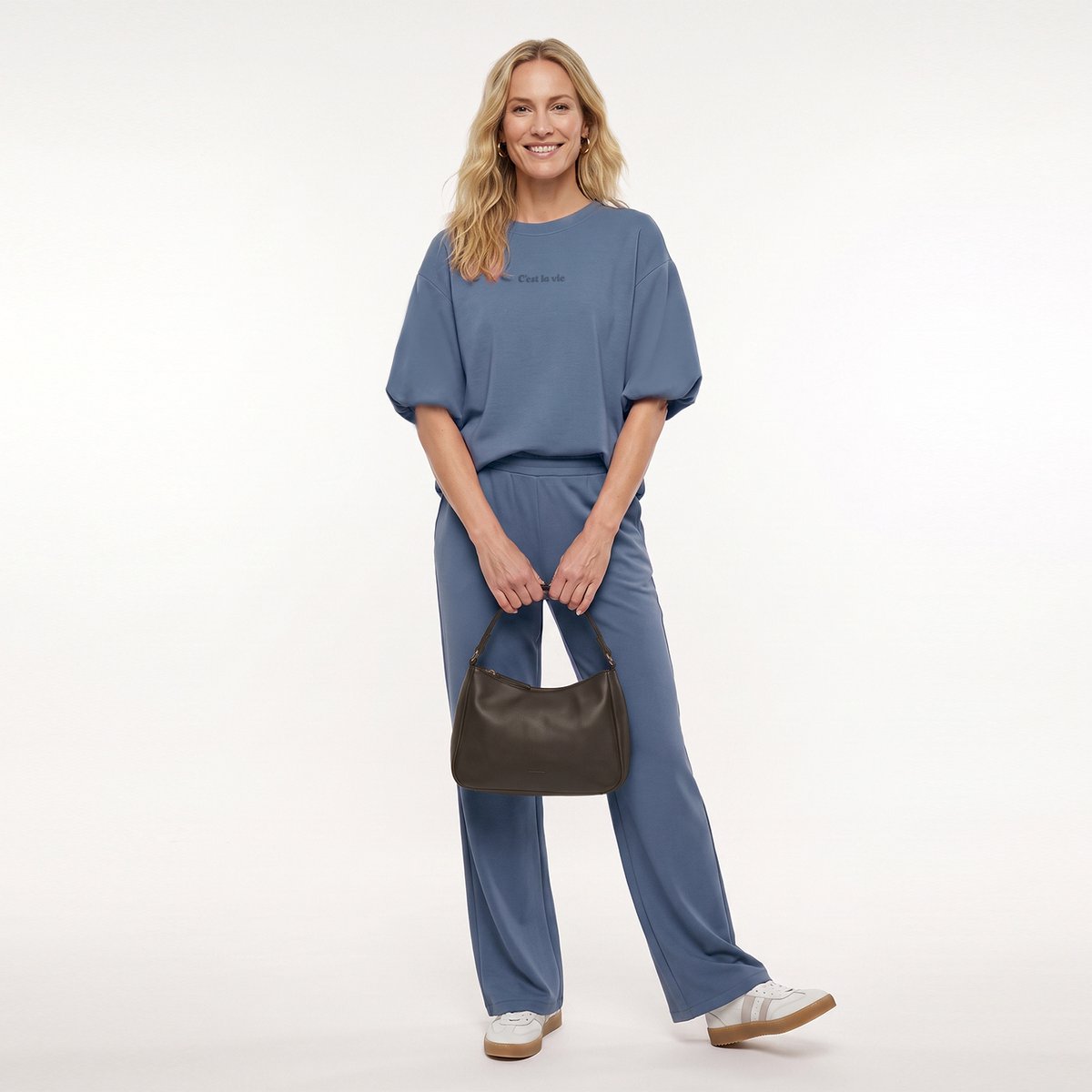 Je m'appelle Dames Top Met stretch - Blauw - Maat XL