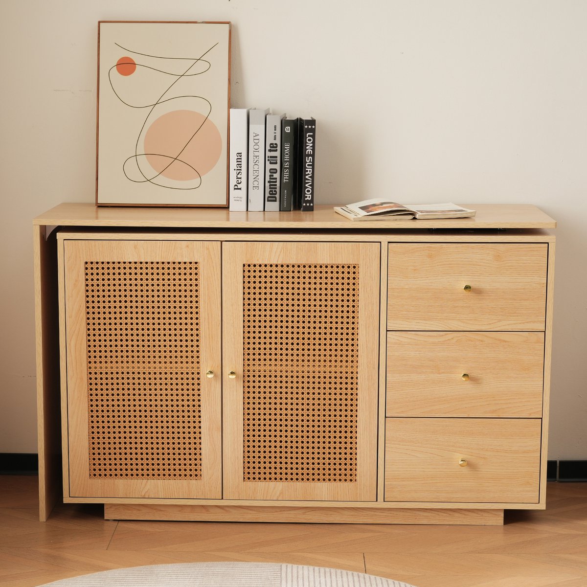 Hoekbureau - met hoekopstelling en opbergruimte - naturelhout - afmetingen 126 x 40 x 75 cm - materiaal mdf - voor een praktische werkplek