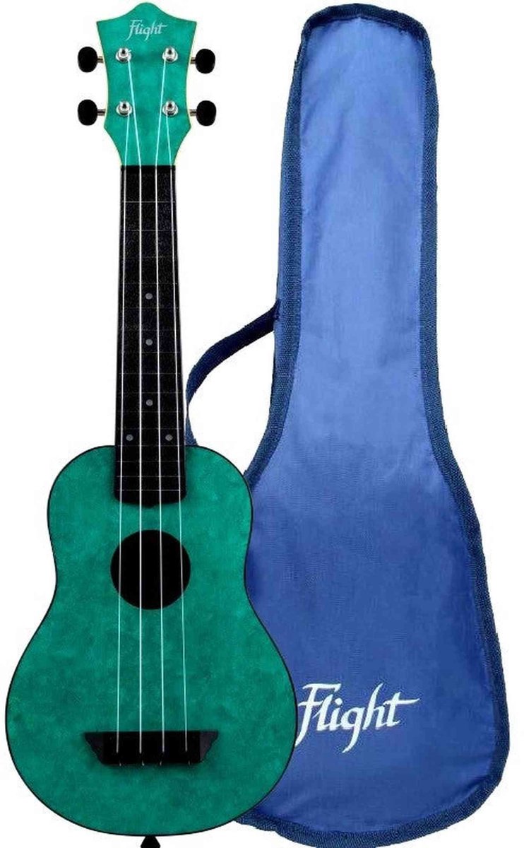 Flight TUS-65 EMERALD Soprano Ukulele met Linden Top, ABS Body en Emerald Green Afwerking