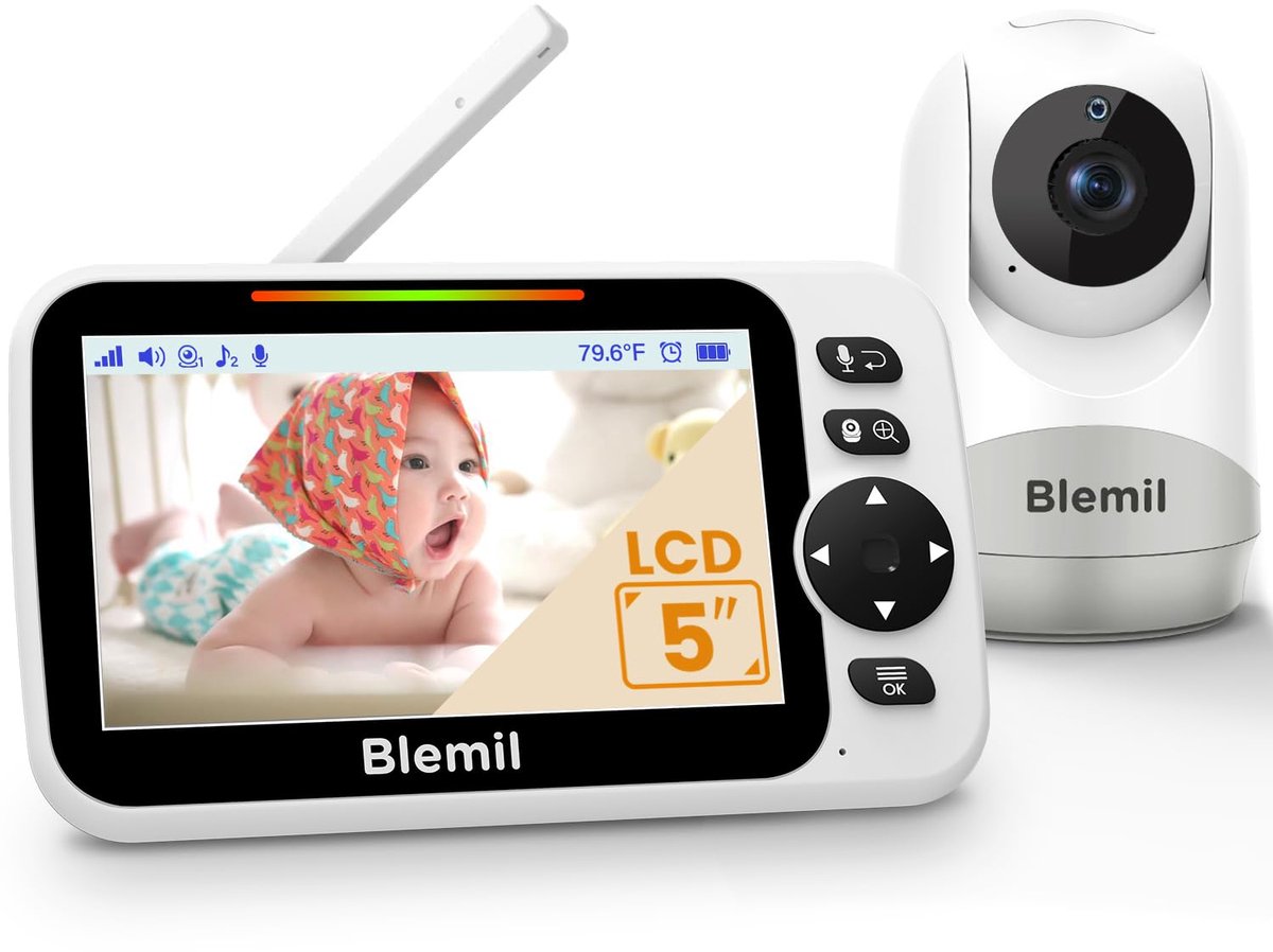 Babyfoon met Camera – 5 Inch Scherm – 30 Uur Accuduur – Nachtzicht – VOX – 355° Draaibare Camera