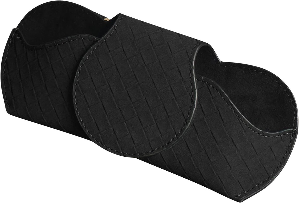 Leren zonnebrilhouder met clips voor de zonneklep – geschikt voor alle automodellen-Zwart