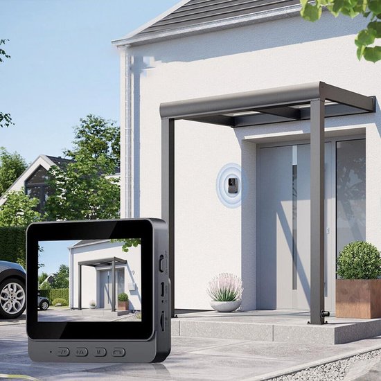 Draadloze Videodeurbel - Deurbel met 4,3 Inch IPS-Scherm - Infrarood Nachtzicht - Tweerichtingsspraak - Ondersteunt TF-Kaart tot 128GB - Foto- en Video-opname - Voor Voordeur en Bezoekerscontrole — afbeelding 3