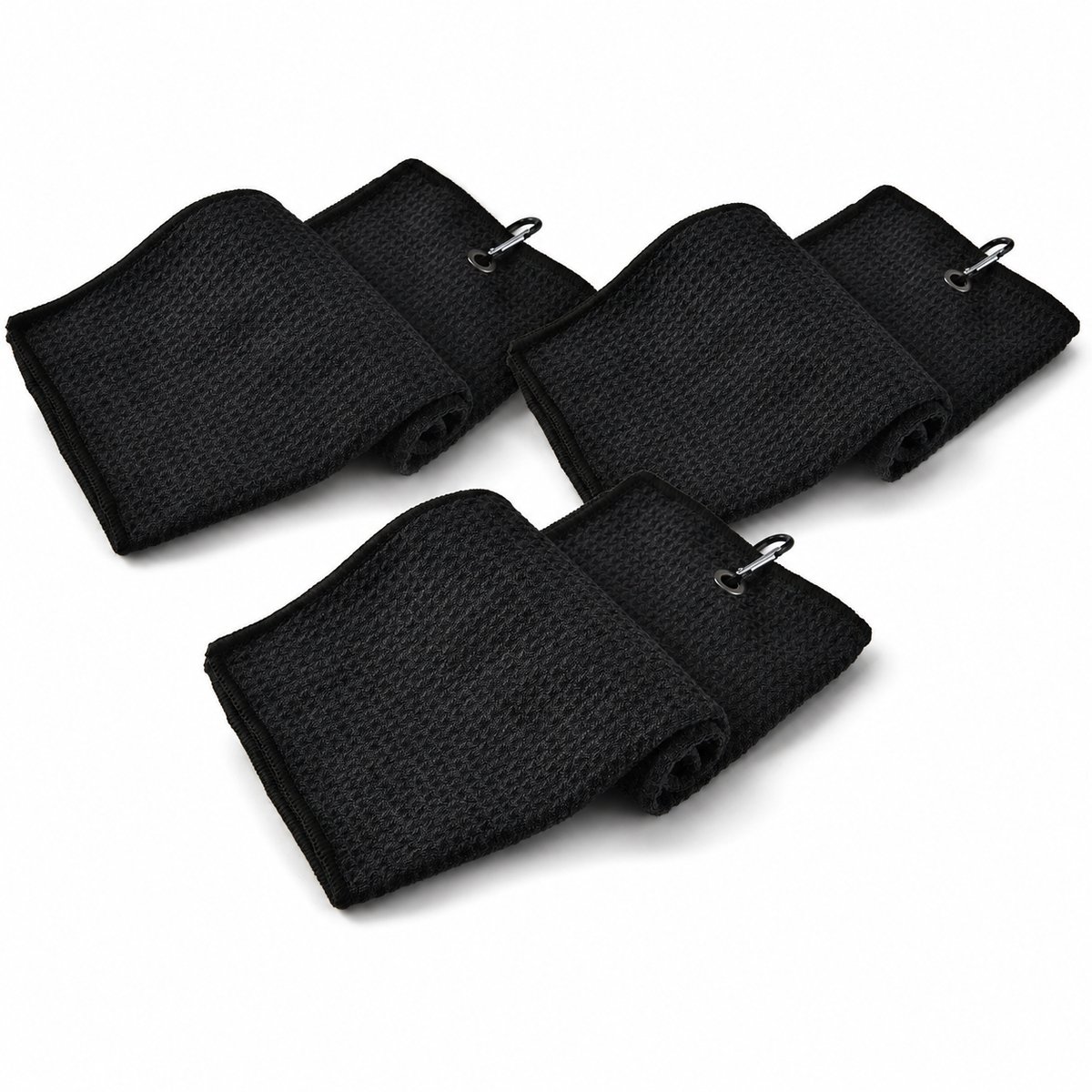 Golfhanddoeken Microvezel - 3 Stuks - 30 x 50 cm - Met Karabijnhaak - Voor Golftas en Golfclubs