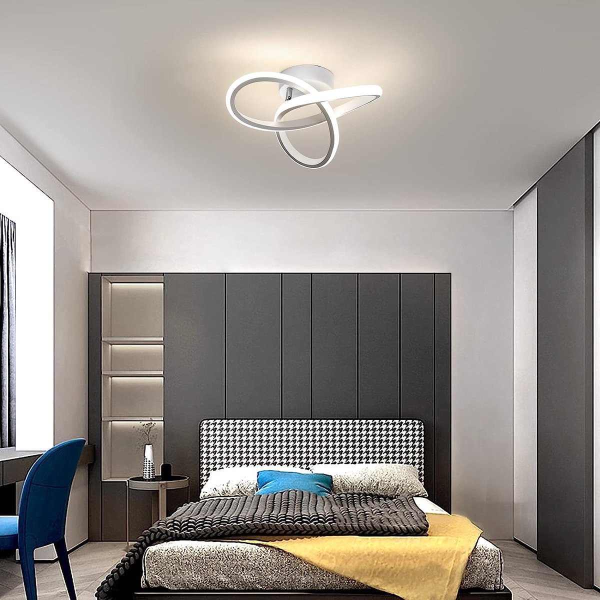 Riserva LED Plafondlamp modern minimalistisch onregelmatig wit, klaver design 25cm, 22W neutraal wit 4500K Ra80, aluminium + ijzer + siliconen