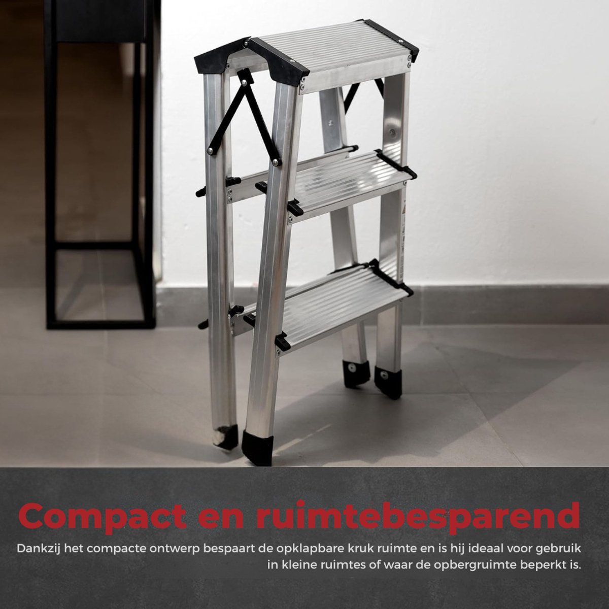 Zavio® Huishoudladder Aluminium - Trapladder Veilig - Huishoudelijke Taken