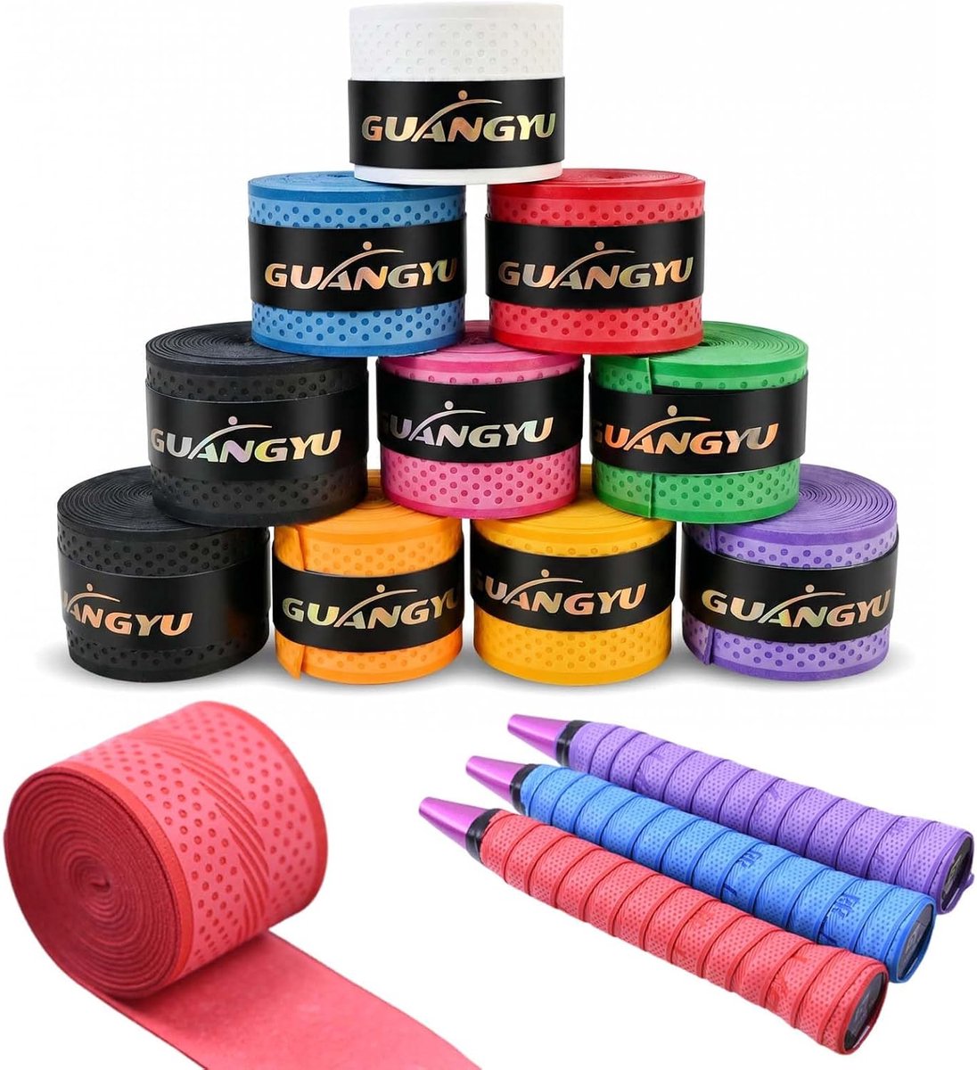 Pack of 10 Grip Bands for Tennis Rackets, Non-Slip and Quick-Drying, Self Adhesive Overgrip for Padel, Badminton - ShopVlot