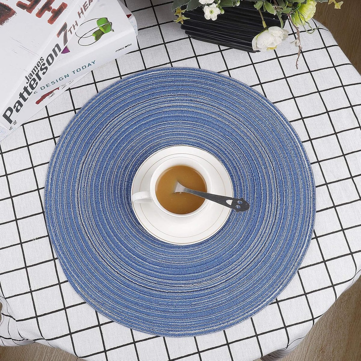 MaoXinTek Round Placemats, Cotton, 35 cm, Easy Care, Washable, Braided Placemats for Kitchen, Dining Table, Party - ShopVlot