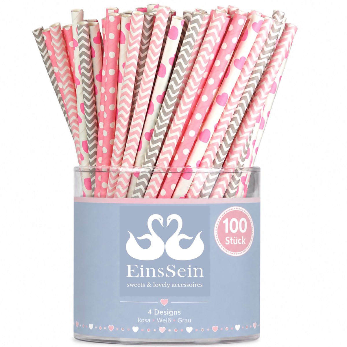 EinsSein 100x Papieren rietjes Candyman Ready Mix L 19,5cm kleurrijke rietje paper straws biologisch afbreekbaar feest - ShopVlot