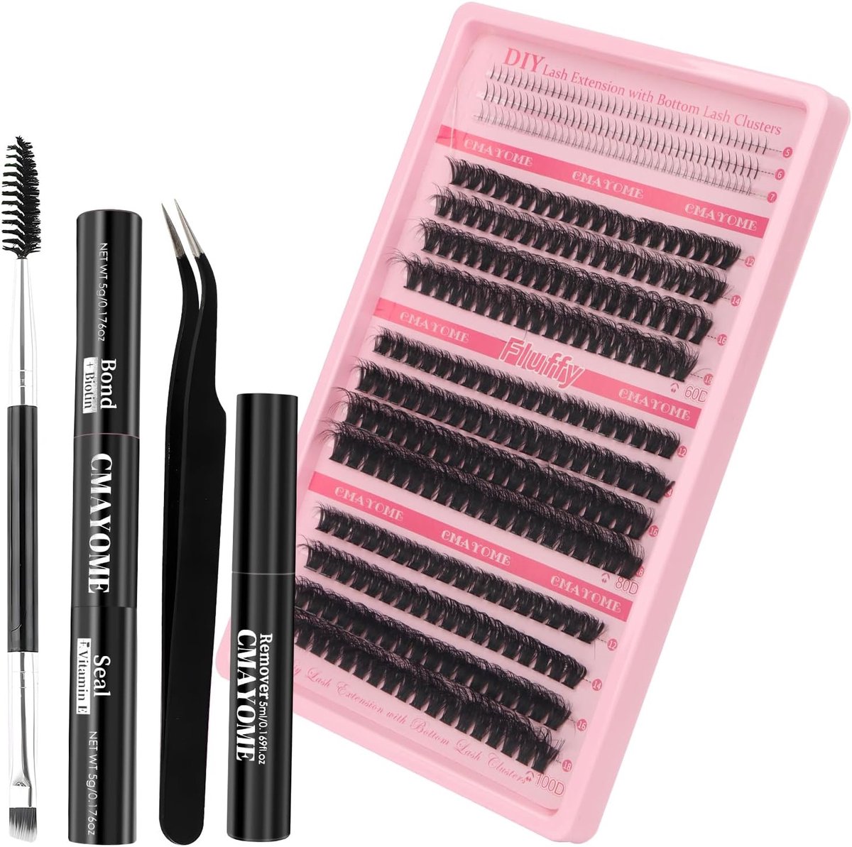 False Eyelashes, 5-18 mm, Black Brush, 352 Pieces - ShopVlot