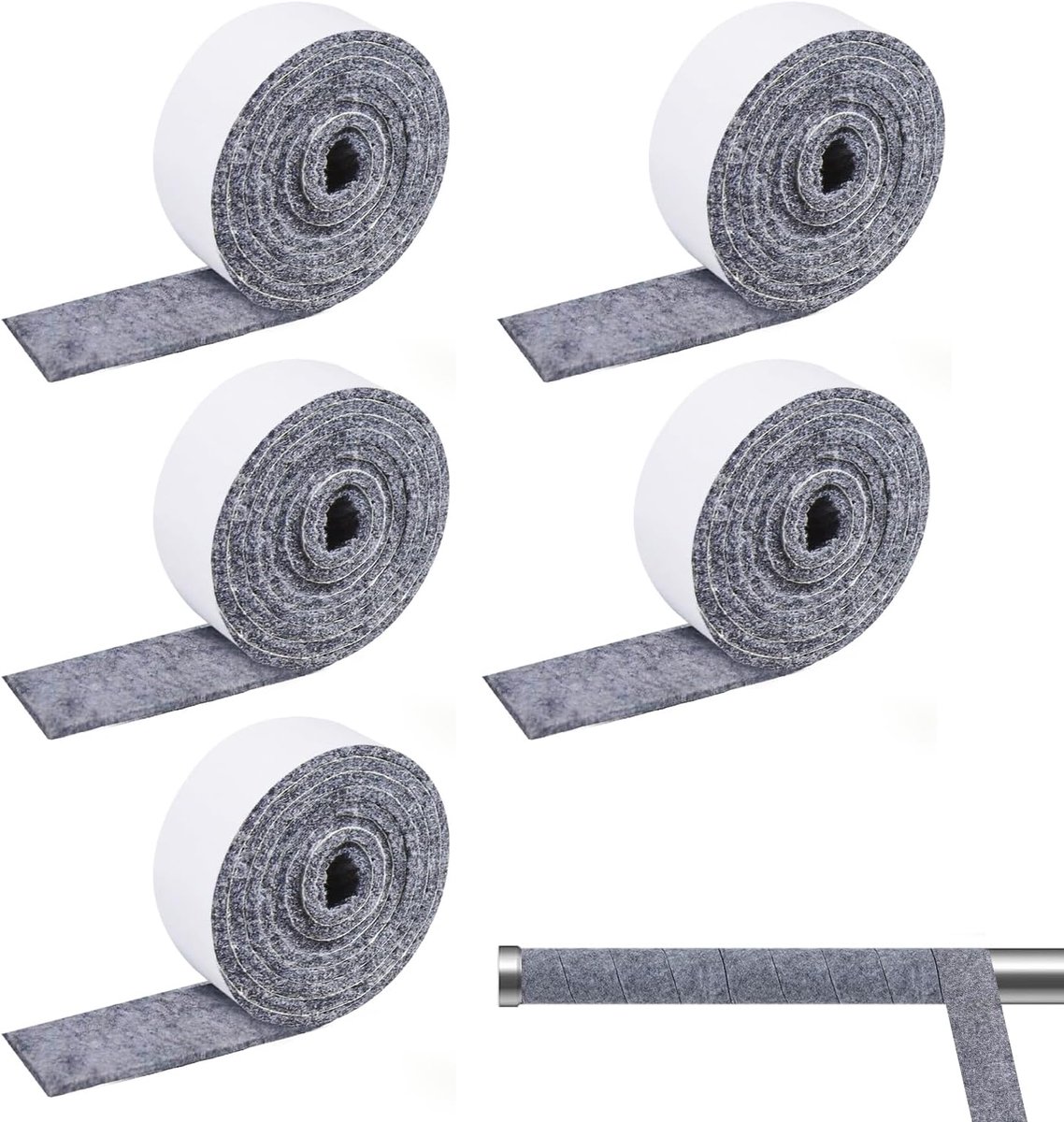 Self Adhesive Felt Pipe Insulation Tape, 5m Grey Insulation Ribbon (100×5×0.2cm×5pcs) for Indoor and Outer Pipe - ShopVlot