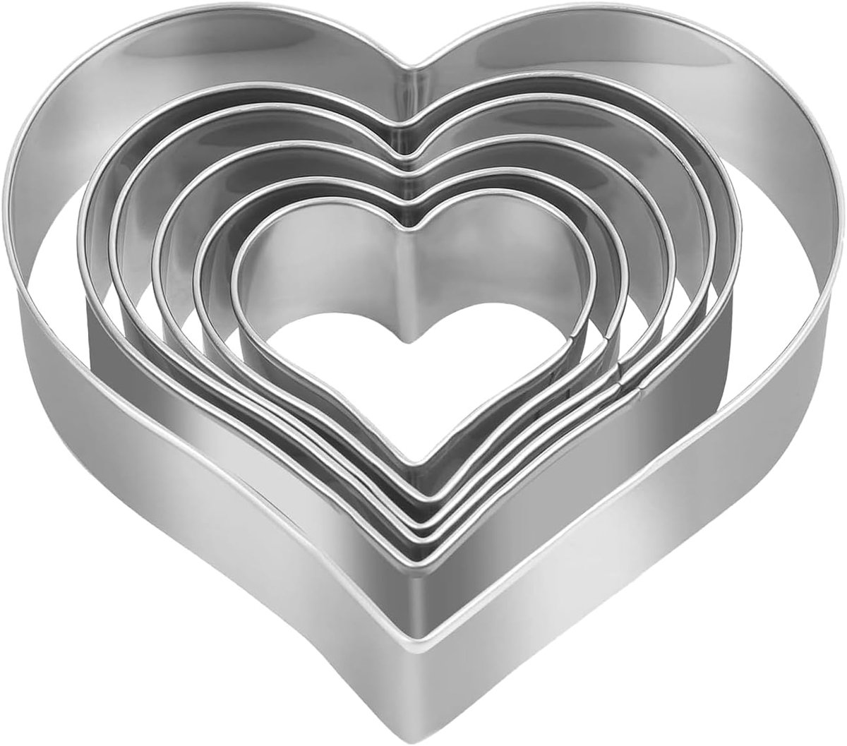 Cutters Heart Set 6 Pieces Stainless Steel Large Mini Heart Cookie Cutters 1-11.7 cm Stainless Steel Heart Cake Ring - ShopVlot