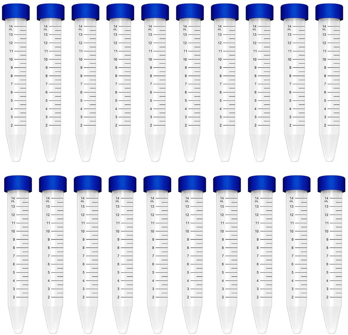 HUAZIZ 20pcs 15ml Conical Plastic Tubes, Graduated Sample Containers, Graduated Microcentrifuge Tubes with Blue Screw - ShopVlot