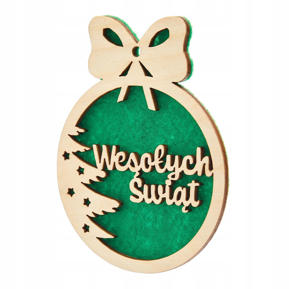 Groene Houten Kerstbal met Wens - Unieke Decoratie