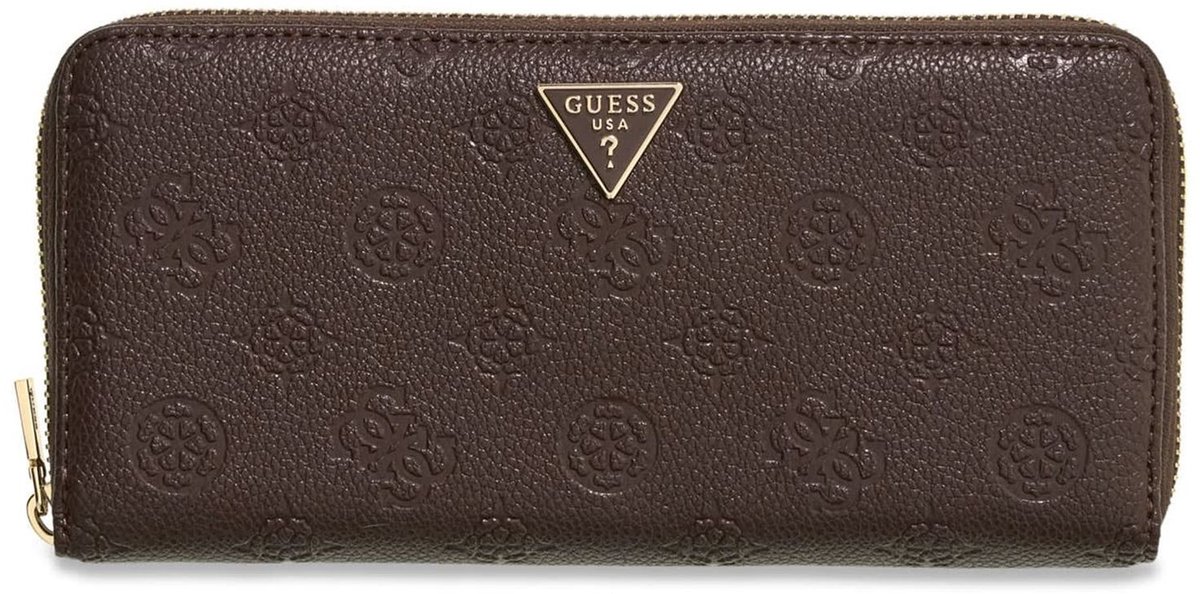 GUESS portemonnee Blake SLG Zip Around Wallet Brown Logo donkerbruin