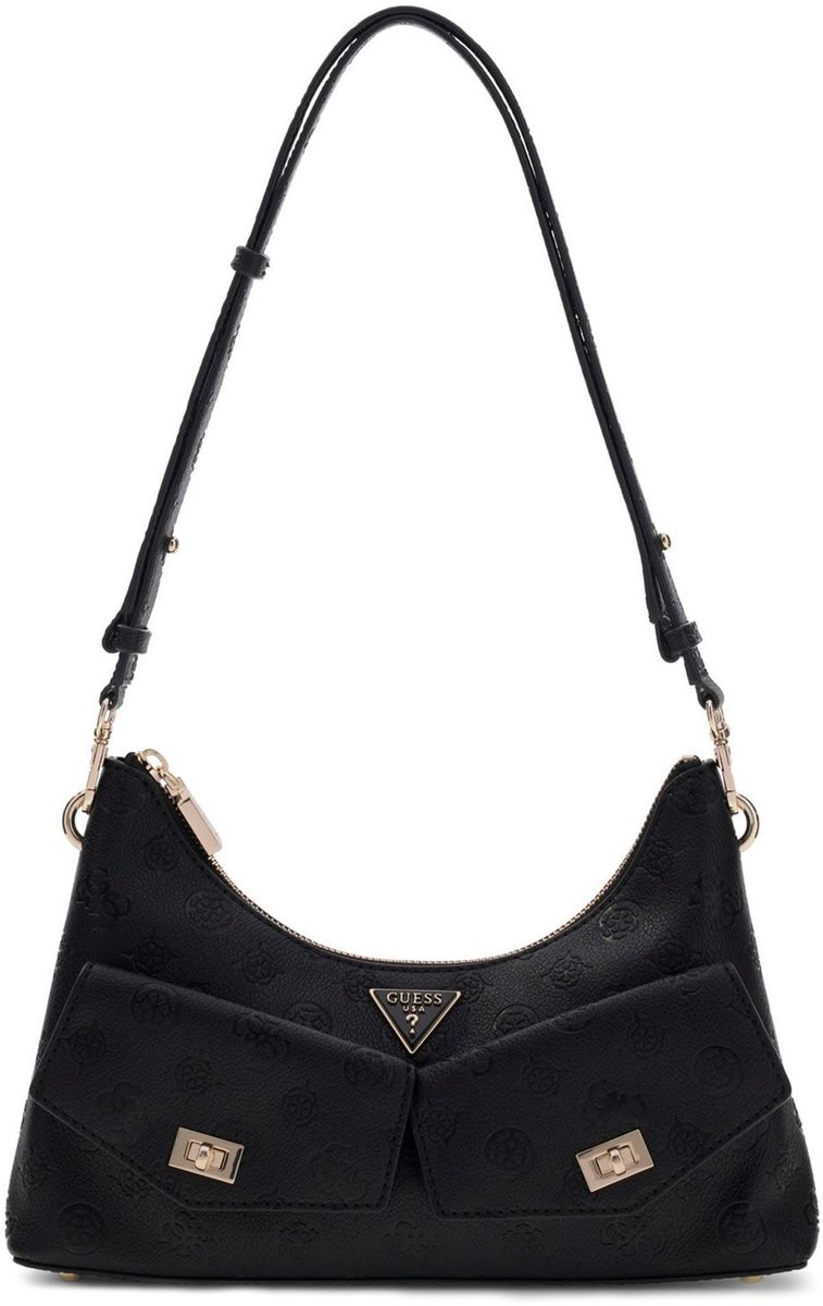 GUESS schoudertas Blake Convertible Shoulder Bag Black Logo zwart
