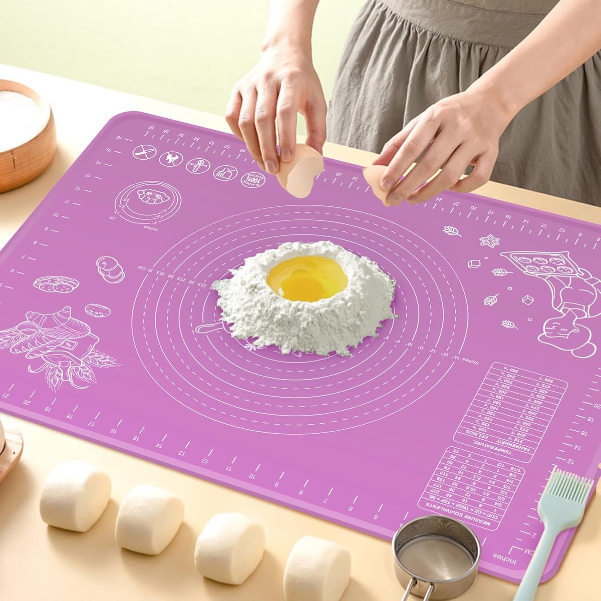 Thick Silicone Baking Mats Sheet, Non-Stick Coating with Dimensions 70×50cm, Fondant Rolling Kneading Board, Non-slip - ShopVlot