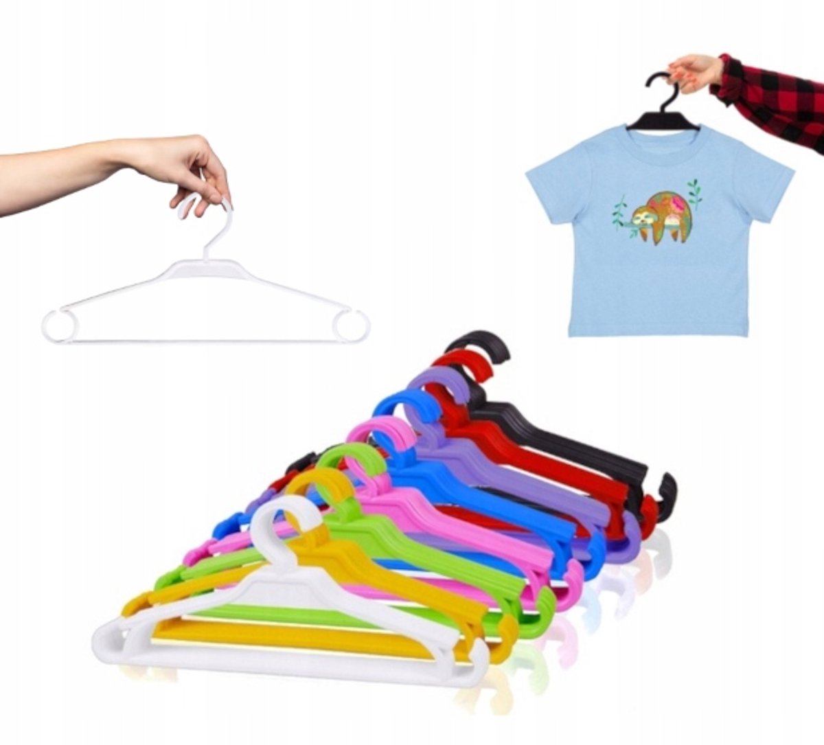 50x Kinderkledinghangers Mix Kleuren - Duurzaam Plastic