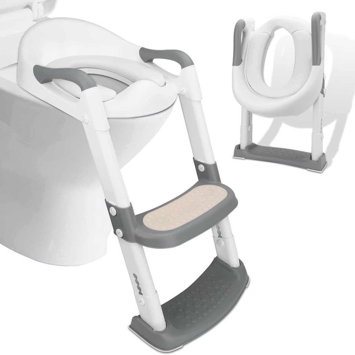 Baby toiletbril met trap - PU kussen - verstelbaar 38-47 cm - met antislip pedalen