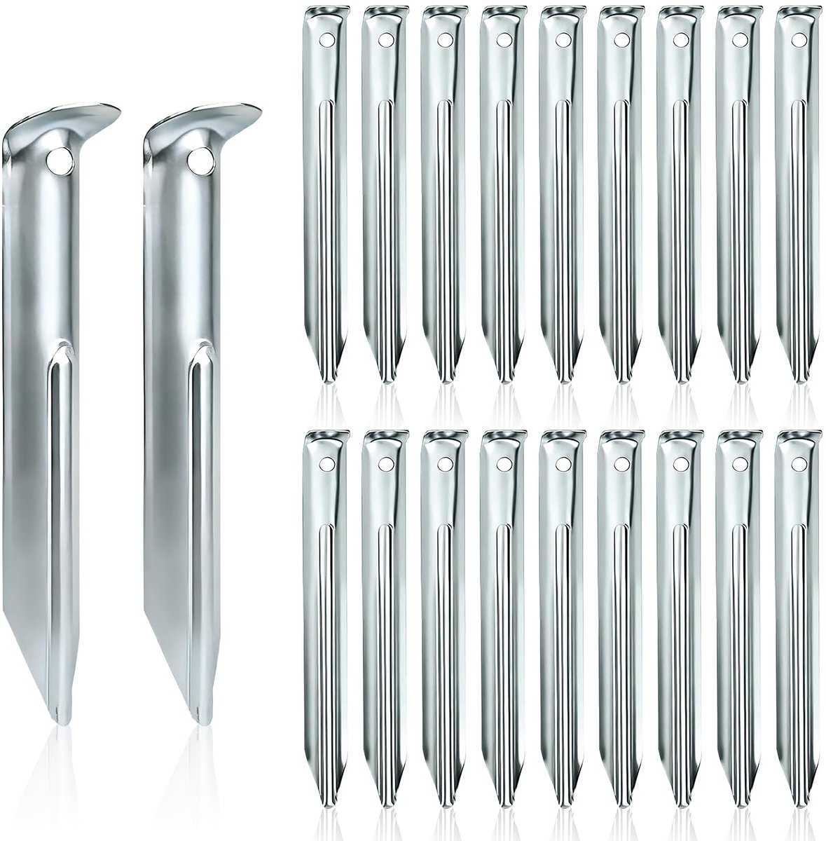 KOVSGQ Haringen voor camping, tentharingen, 18 cm, 20 stuks, V-profiel van gegalvaniseerd staal, met oogje - ShopVlot