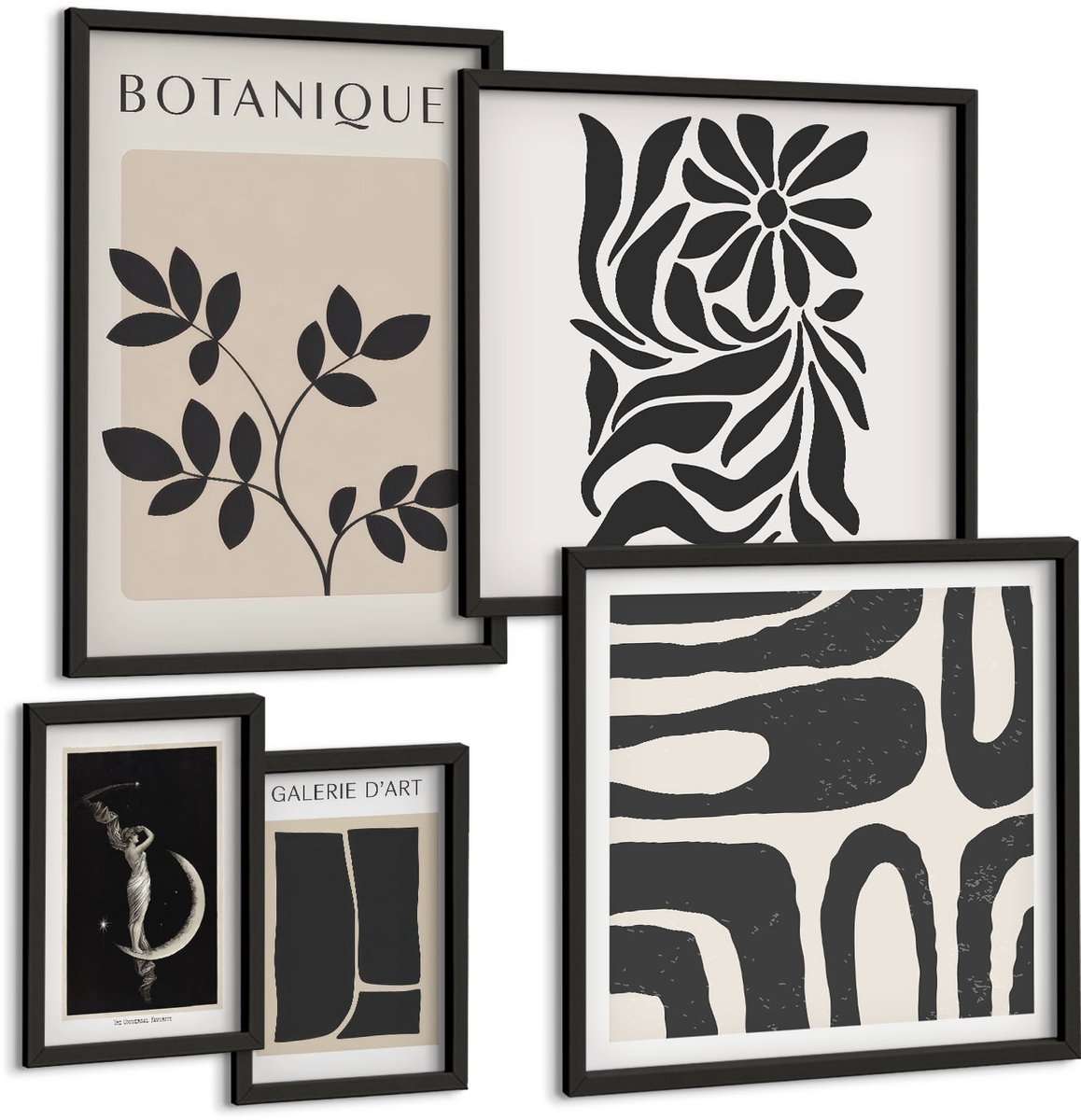Tulup 4-Delige Schilderij Set - Moderne plantmotieven in een minimalistische stijl - 50 x 50 cm, 20 x 30 cm en 40 x 60 cm - Stijlvolle Muurdecoratie - Kantoor - Decoratieve Schilderijen