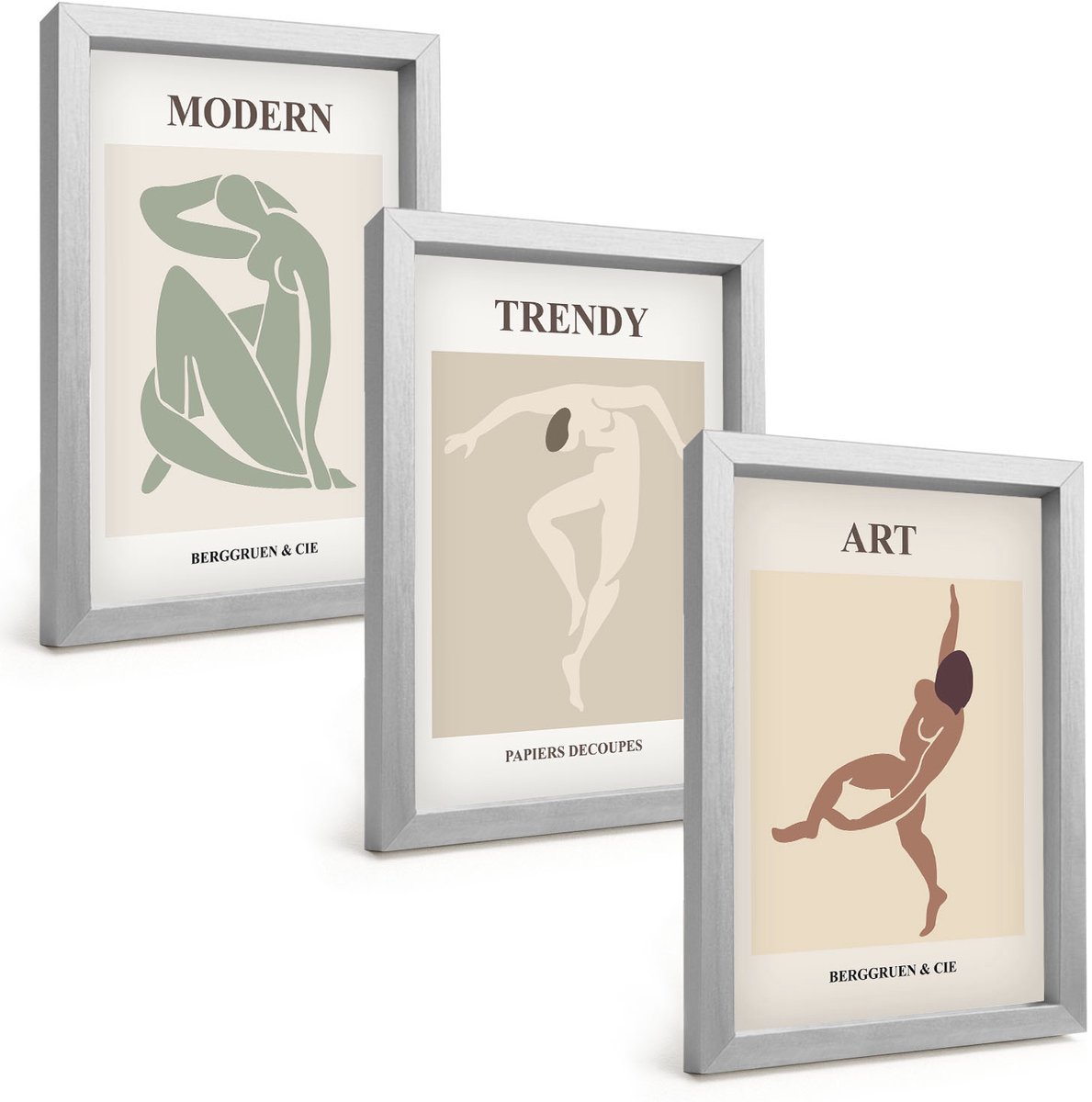 Tulup 4-Delige Schilderij Set - Stijlvolle personages in minimalistische tinten - 20 x 30 cm - Stijlvolle Wanddecoratie - Interieur - Muurdecoratie