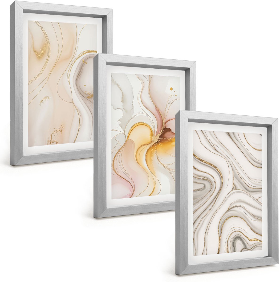 Tulup 4-Delige Schilderij Set - Abstracte warme patronen, elegante motieven - 20 x 30 cm - Wanddecoratie - Schilderijen Set - Interieur - Interieur Decoratie