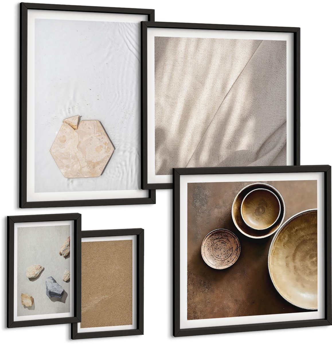 Tulup 4-Delige Schilderij Set - Minimalistische texturen in warme kleuren - 50 x 50 cm, 20 x 30 cm en 40 x 60 cm - Wanddecoratie - Muurdecoratie - Moderne Interieurdecoratie - Woonkamer Decoratie