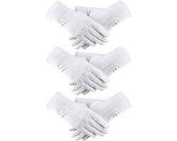 RCIDOS 3 Pairs White Cotton Gloves, Button Nylon Suitable for All Occasions, Parade, Honor Guard, Cosplay, Theme - ShopVlot