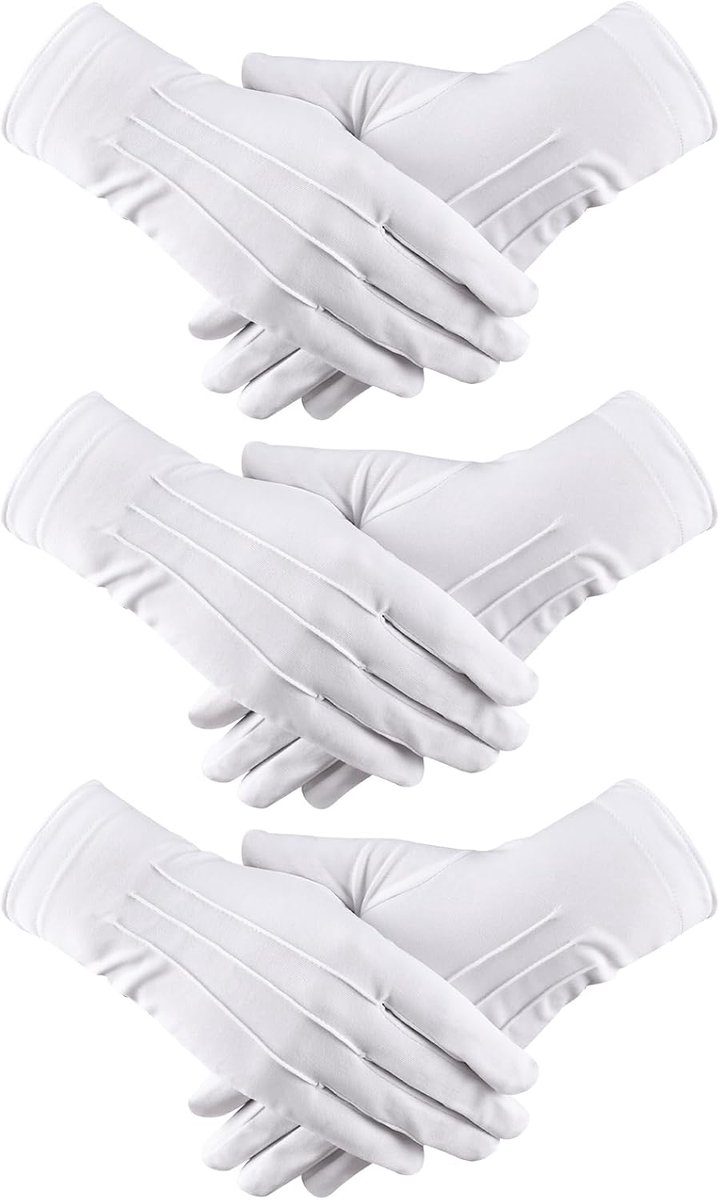 RCIDOS 3 Pairs White Cotton Gloves, Button Nylon Suitable for All Occasions, Parade, Honor Guard, Cosplay, Theme - ShopVlot