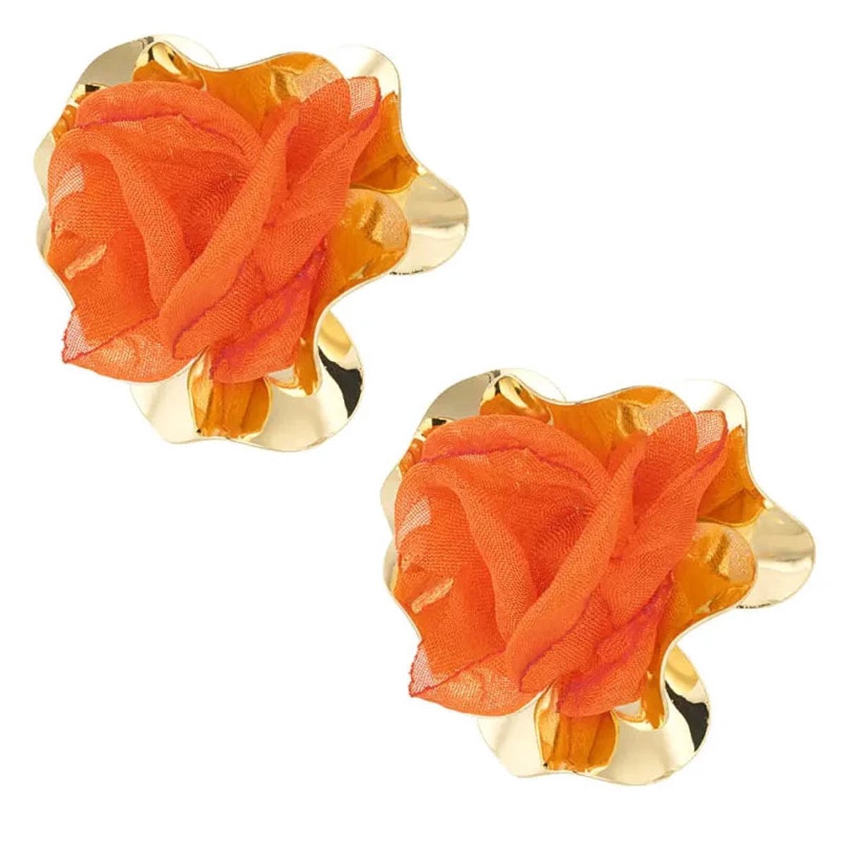 Yehwang Oorbellen Donker Statement goud oranje