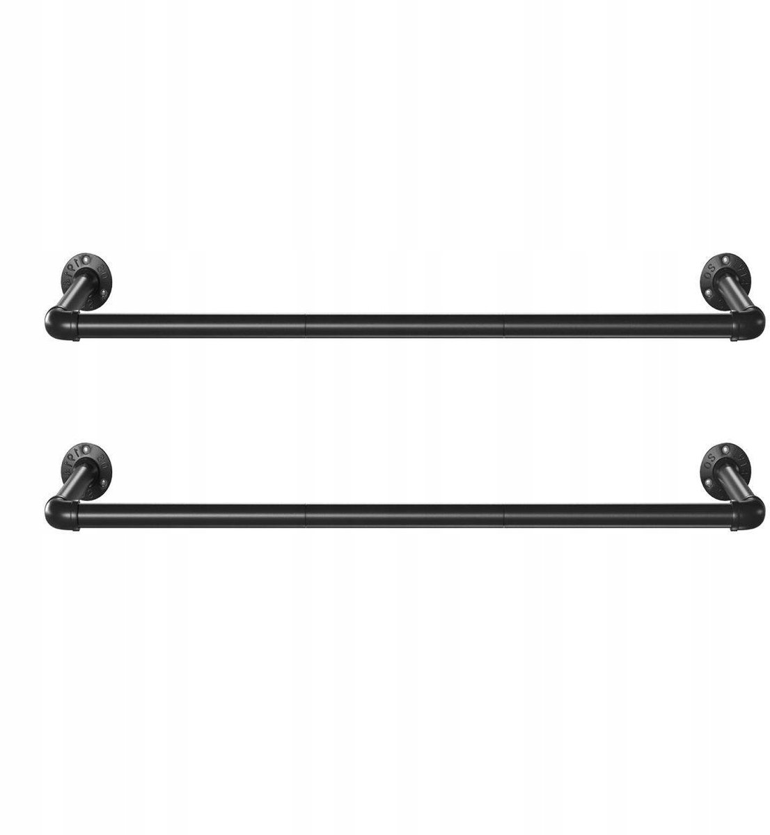 Songmics Wandkledingrek Set 2 stuks - 92 cm - Zwart Metaal