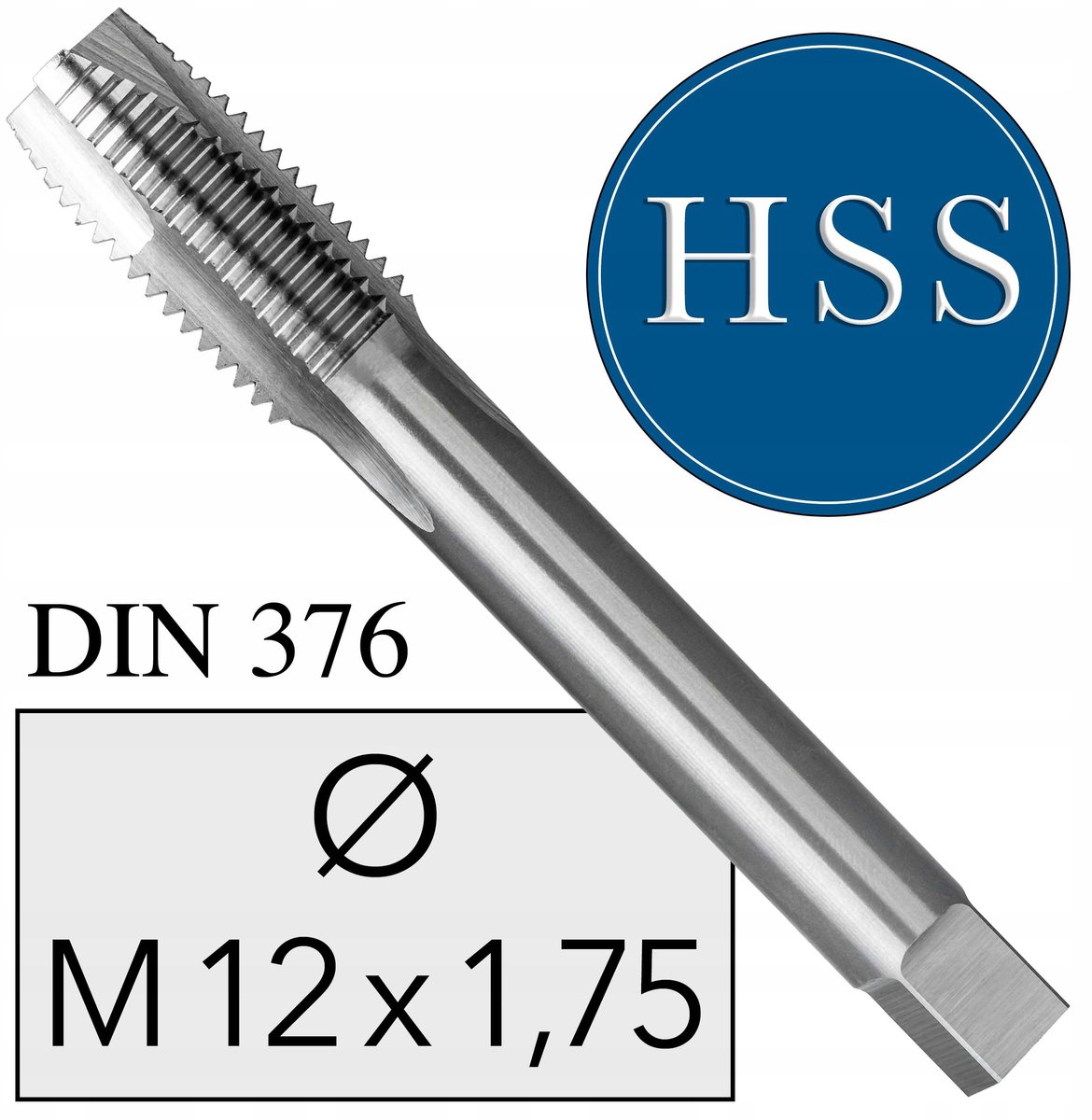 Merkloos M12x1,75 HSS Machinetap DIN 376 Rechts Doorlopend